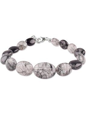 Black Rutile Gemstone Bracelet - Healing Stones, Natural Smooth Beads, Yoga